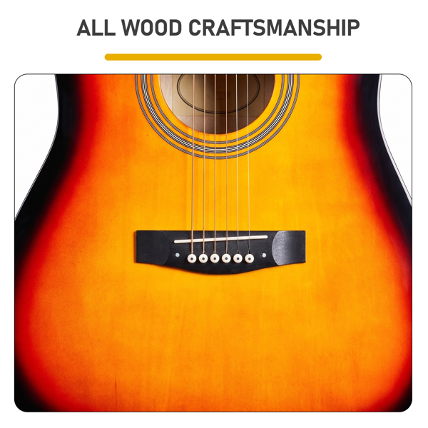 Coucher de soleil 41 pouces Dreadnought en forme de barrique Guitare acoustique avec choix