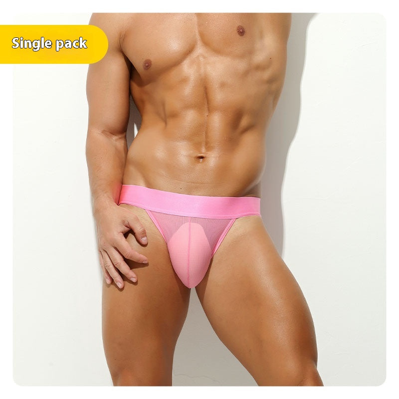 Sous-vêtements confortables translucides à faible taille pour hommes couleur pure