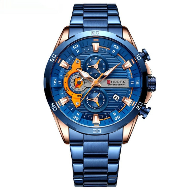 Montre de moto en acier à six poignées pour hommes