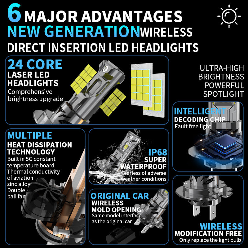 Plug Et Jouer H7 Voiture phare LED H4 Ampoule LED 9005 Universal Auto