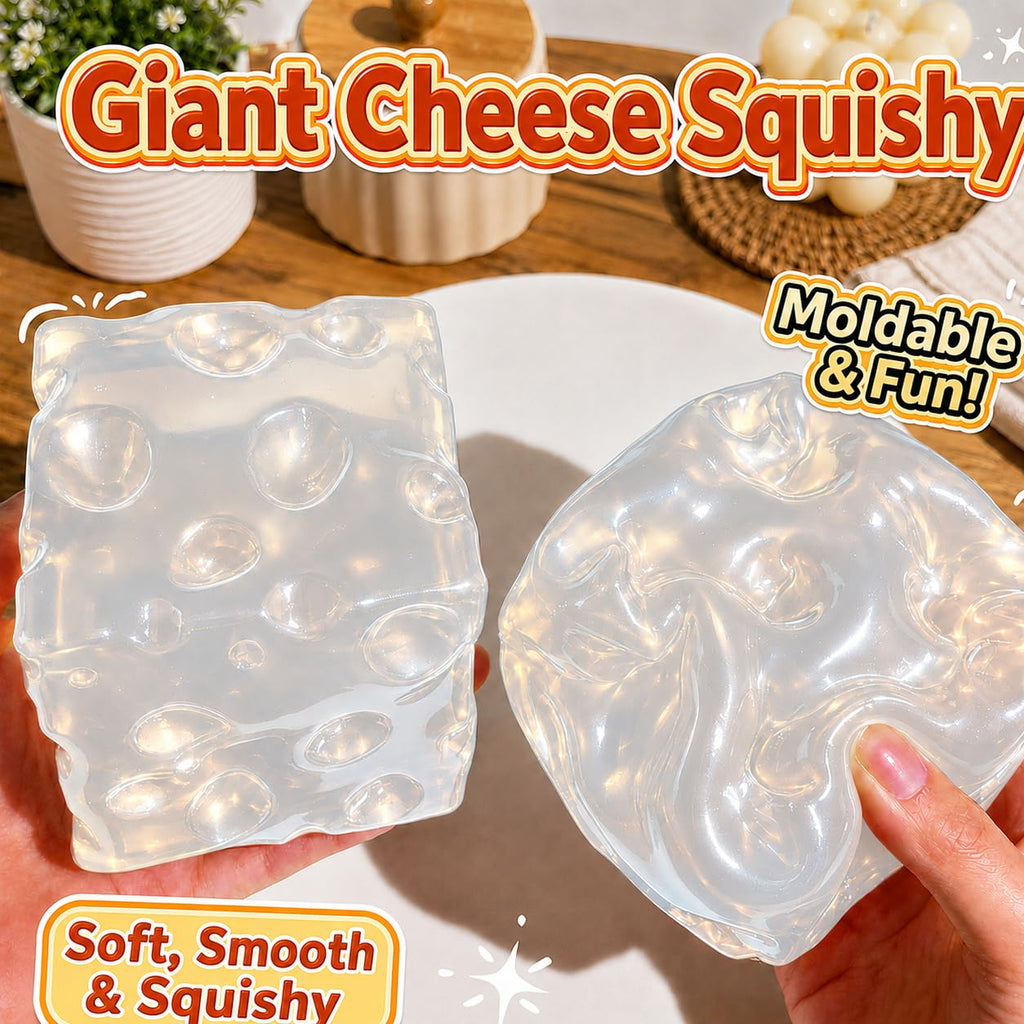Jouet anti-stress Big Cheese Squishy - Jouet de fidget non-rebendable pour jumbo