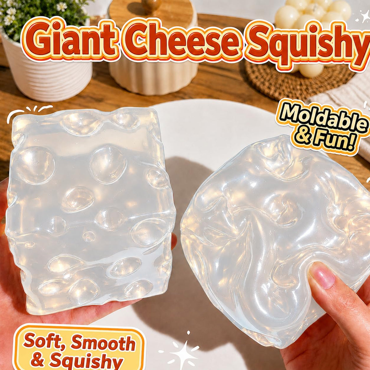 Jouet anti-stress Big Cheese Squishy - Jouet de fidget non-rebendable pour jumbo