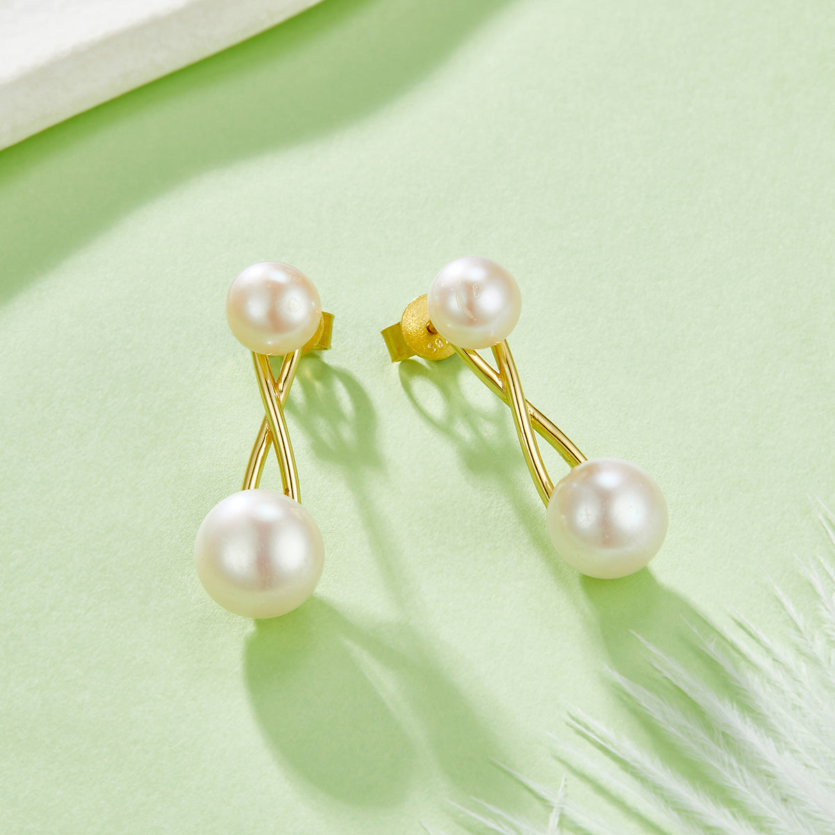 S925 Boucles d'oreilles en perles d'eau douce naturelles en argent sterling