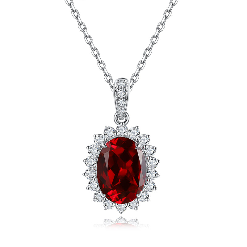 S925 Collier de pierre gemme en argent 2.4g créé par le laboratoire
