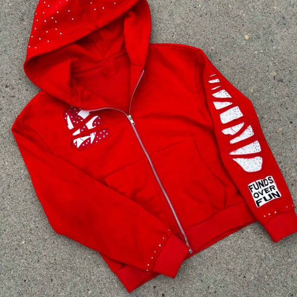 Street Hip-hop Rock-style Letter-print Sweat-up à capuche détendu