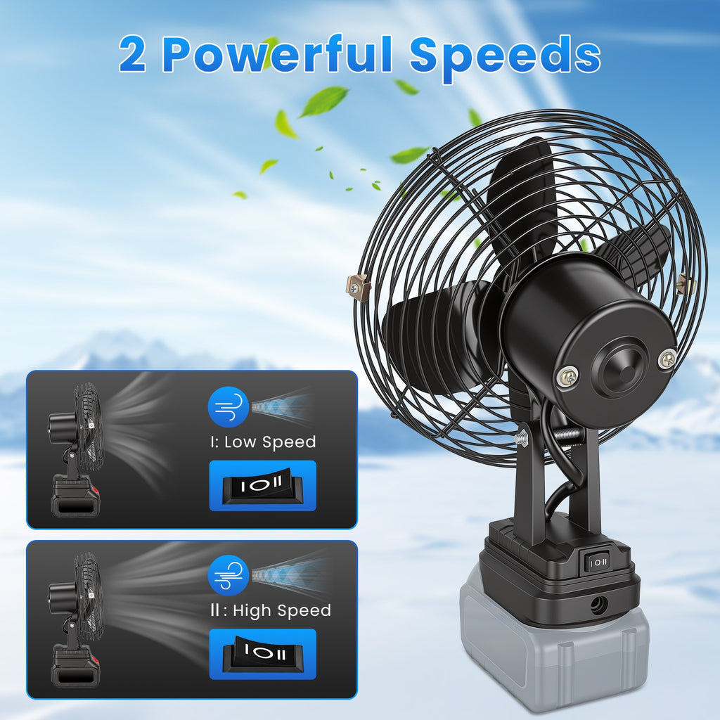 1Pc 9.06 Ventilateur d'emploi portable compatible avec un ventilateur d'atelier sans fil de batterie 21V avec 2 S