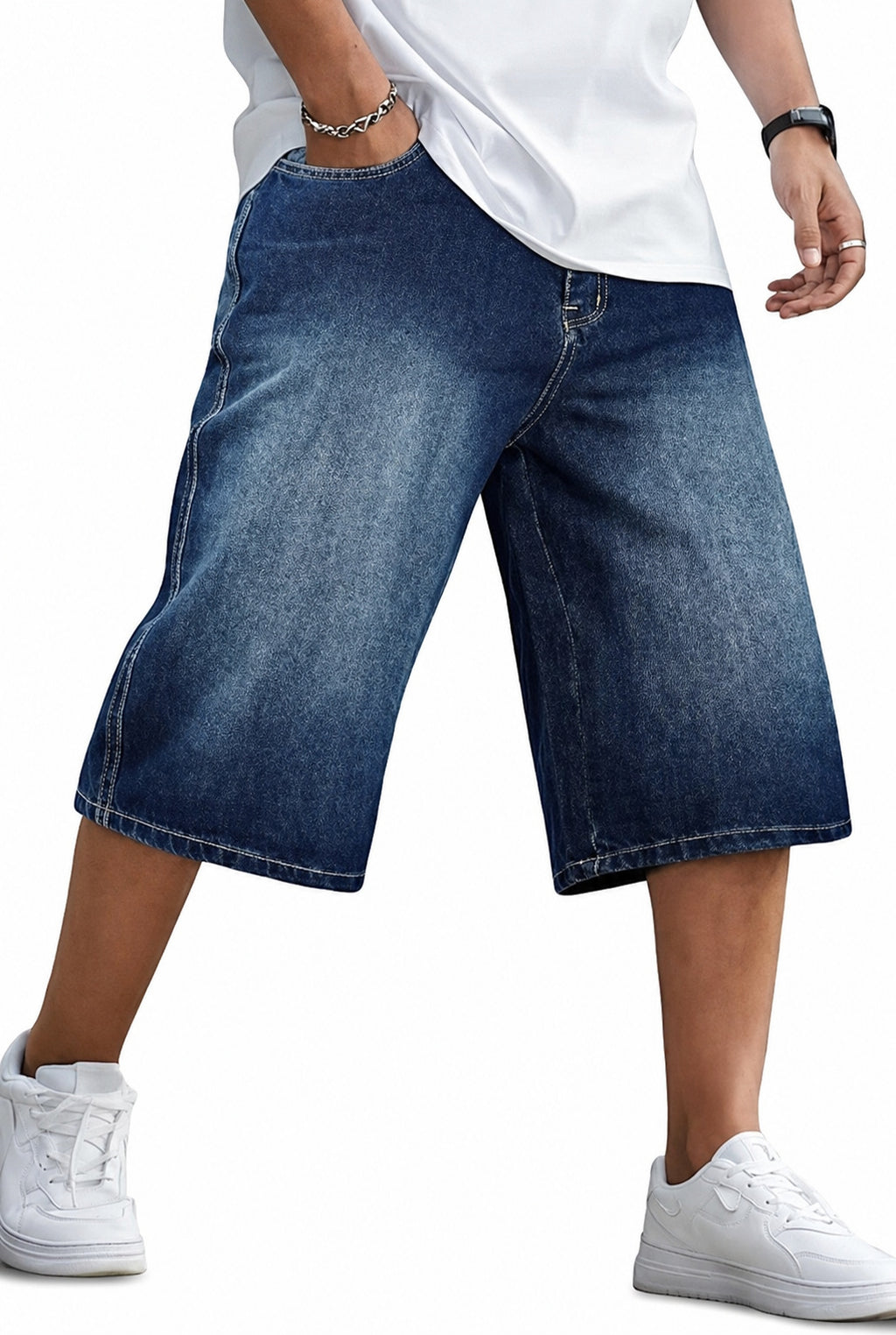 Stylis Vintage- Lavé Y2K homme Denim Short
