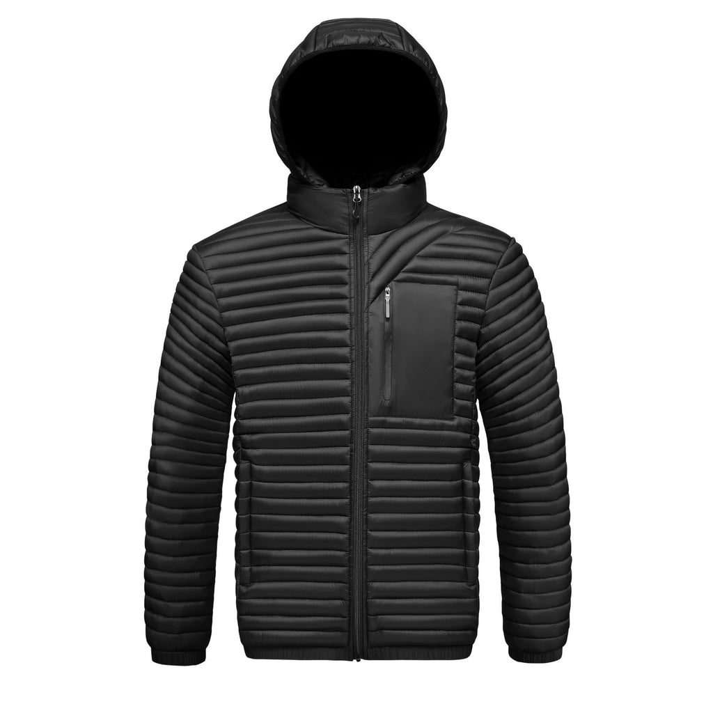 Hommes Detachable-hood Ribbed Coton rembourré Coat