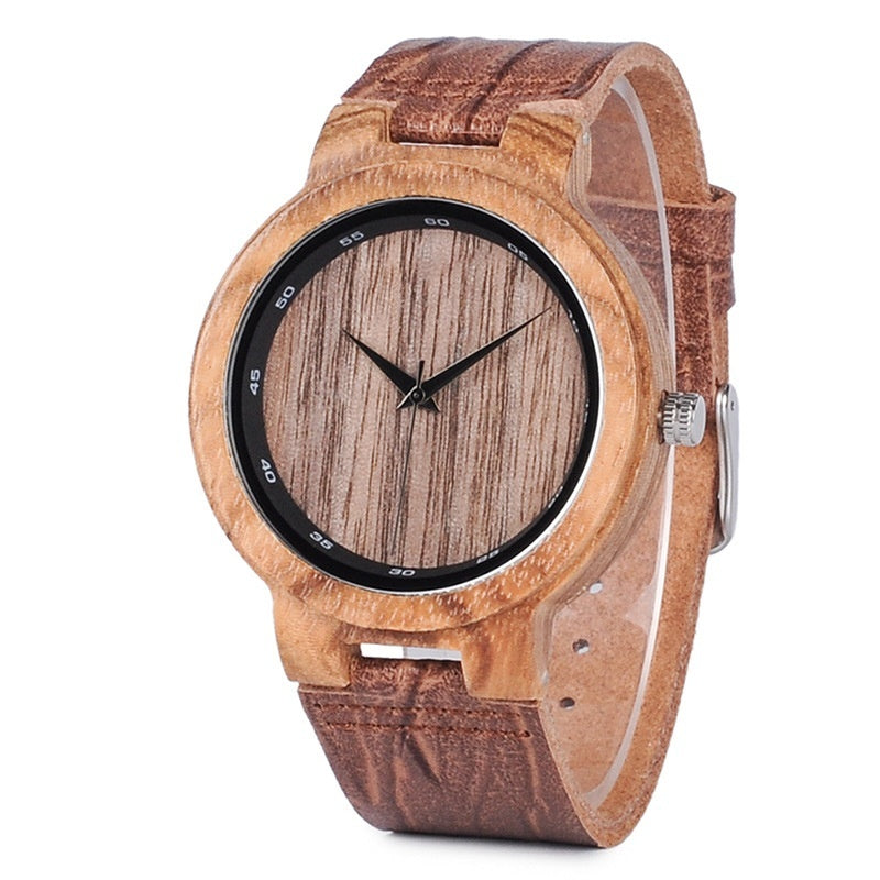 Montre Quartz en bois classique analogique
