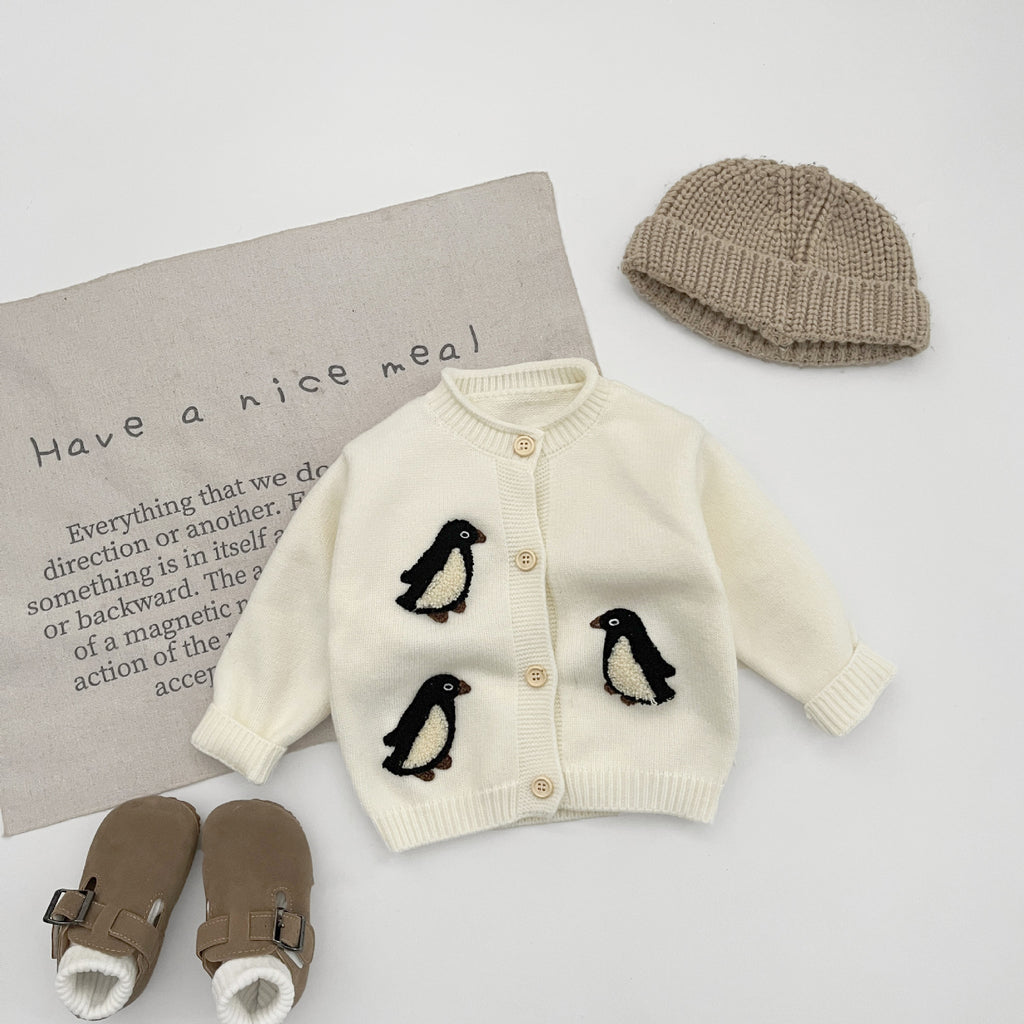 Top brodé en tricot épais pour jeunes enfants