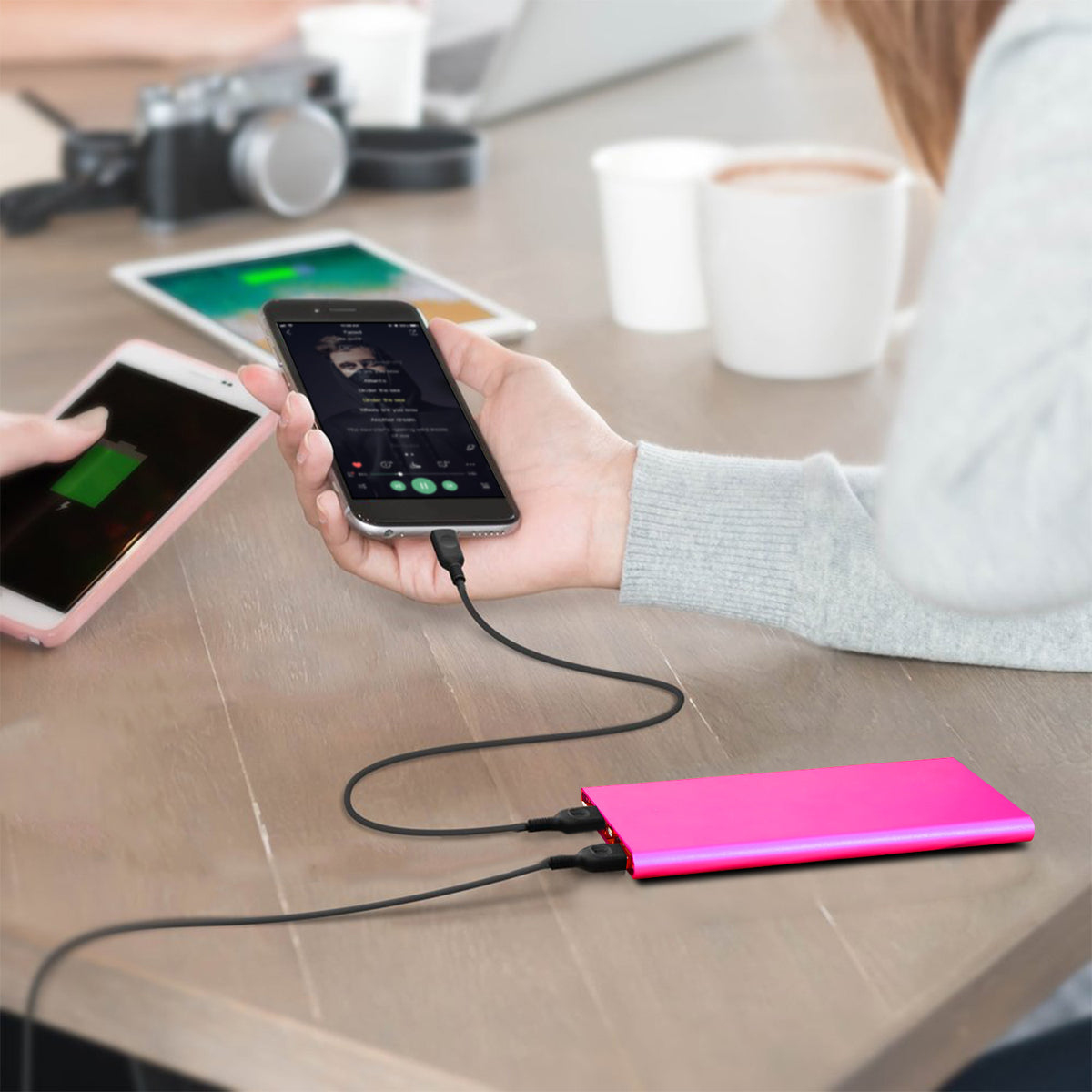 20000mAh Power Bank Pack de batterie externe ultra-mince Chargeur de téléphone Port USB double