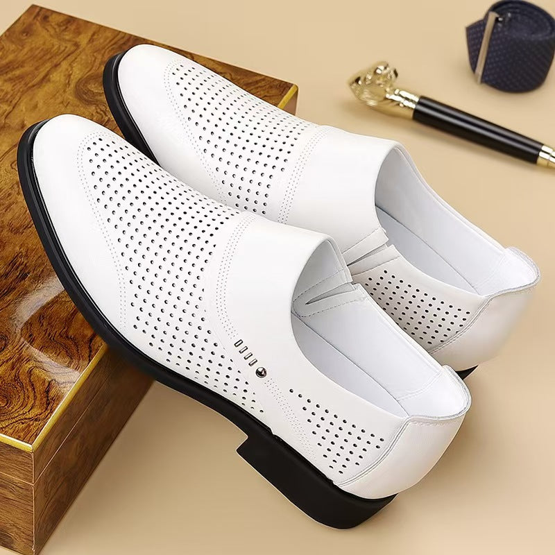 Chaussures Homme en Cuir Hollowed Business Casual Slip-On Respirant Souple Chaussures
