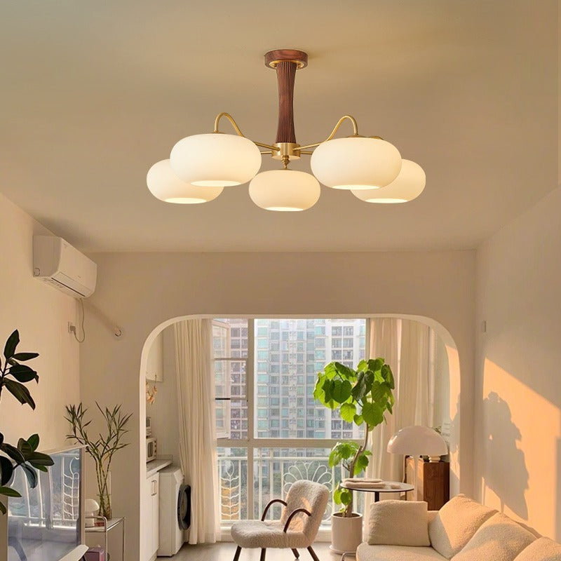 Lampe de chambre et salle à manger de style crémeux Walnut rétro