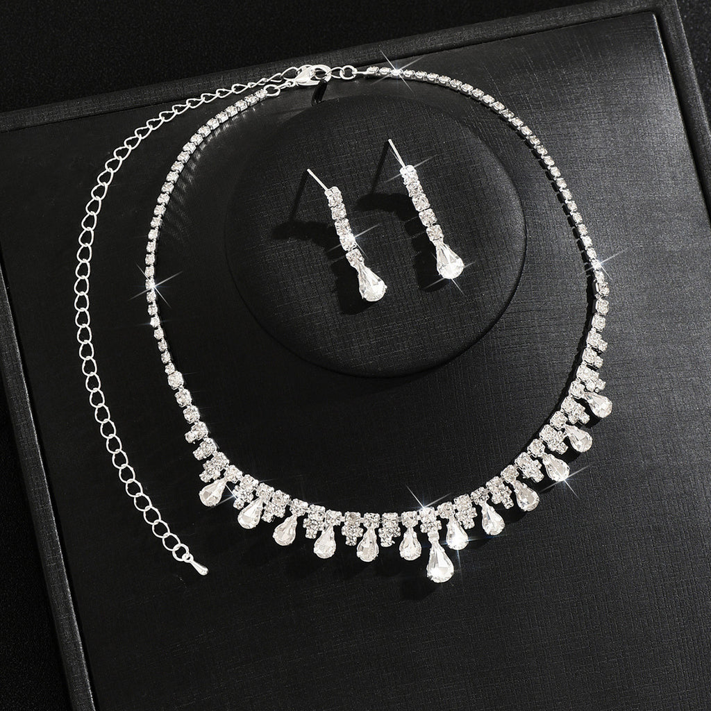 Femmes 2 Pcs V en forme de chute d'eau Teardrop Strass Set de bijoux