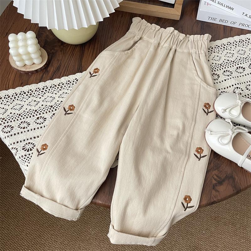 Fleur des enfants Broderie Fleur Bud Back Garden Western Style Pantalon haute taille