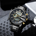 Homme double affichage réveil Led Sports Montre en acier étanche