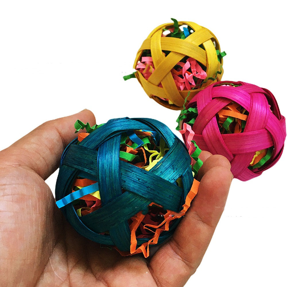 Jouet d'alimentation de boules en bambou tissé naturel