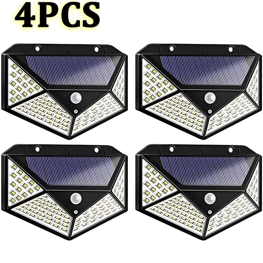 Solar Power PIR Motion Sensor Lumières murales 1o0 LED Outdoor Garden Lampe de sécurité