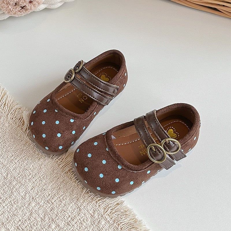 Printemps & Automne Enfants Forest Style Polka Dot Chaussures en cuir