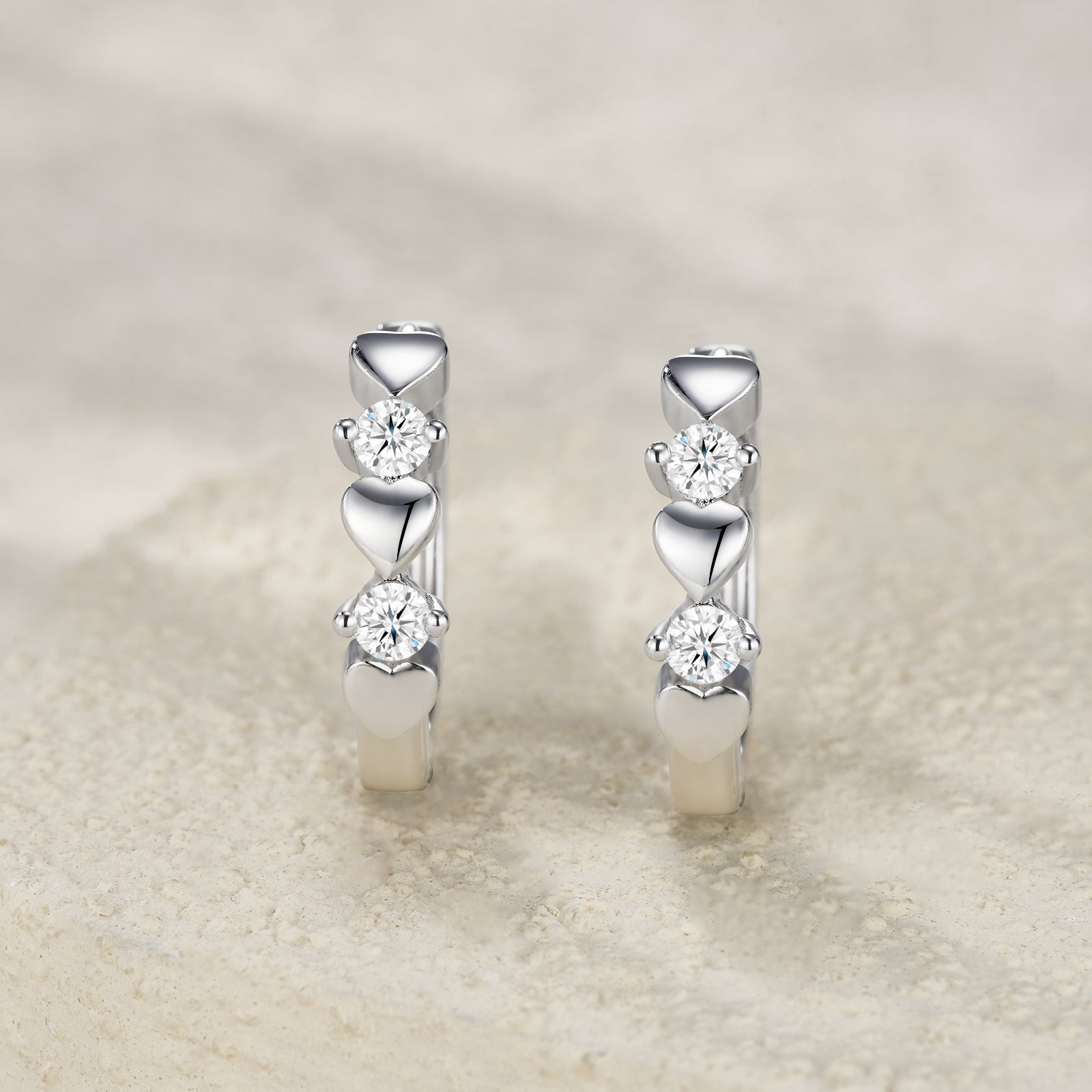 S925 Boucles d'oreilles de coeur en argent sterling