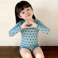 Style Coréen style Retro Polka point Manche longue Une pièce Maillot de bain pour bébés