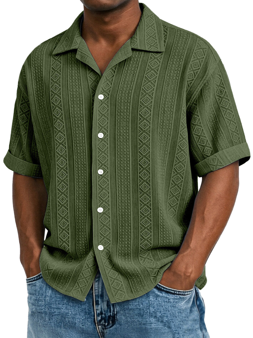 Men's Short-Sleeved Jacquard Shirt