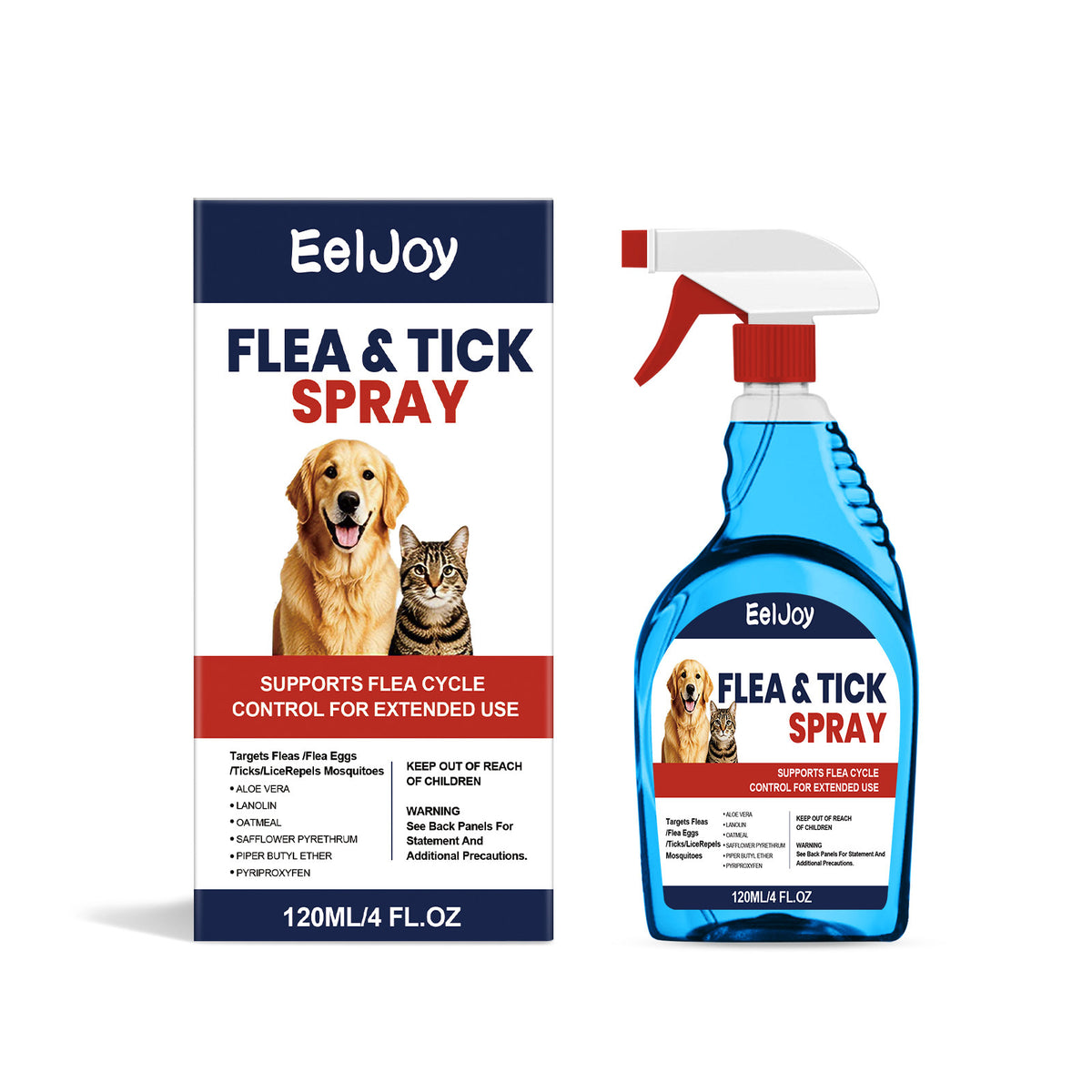 Eeljoy Pet Flea et Tick Spray quotidien Pet insecte nettoyant doux soin pratique
