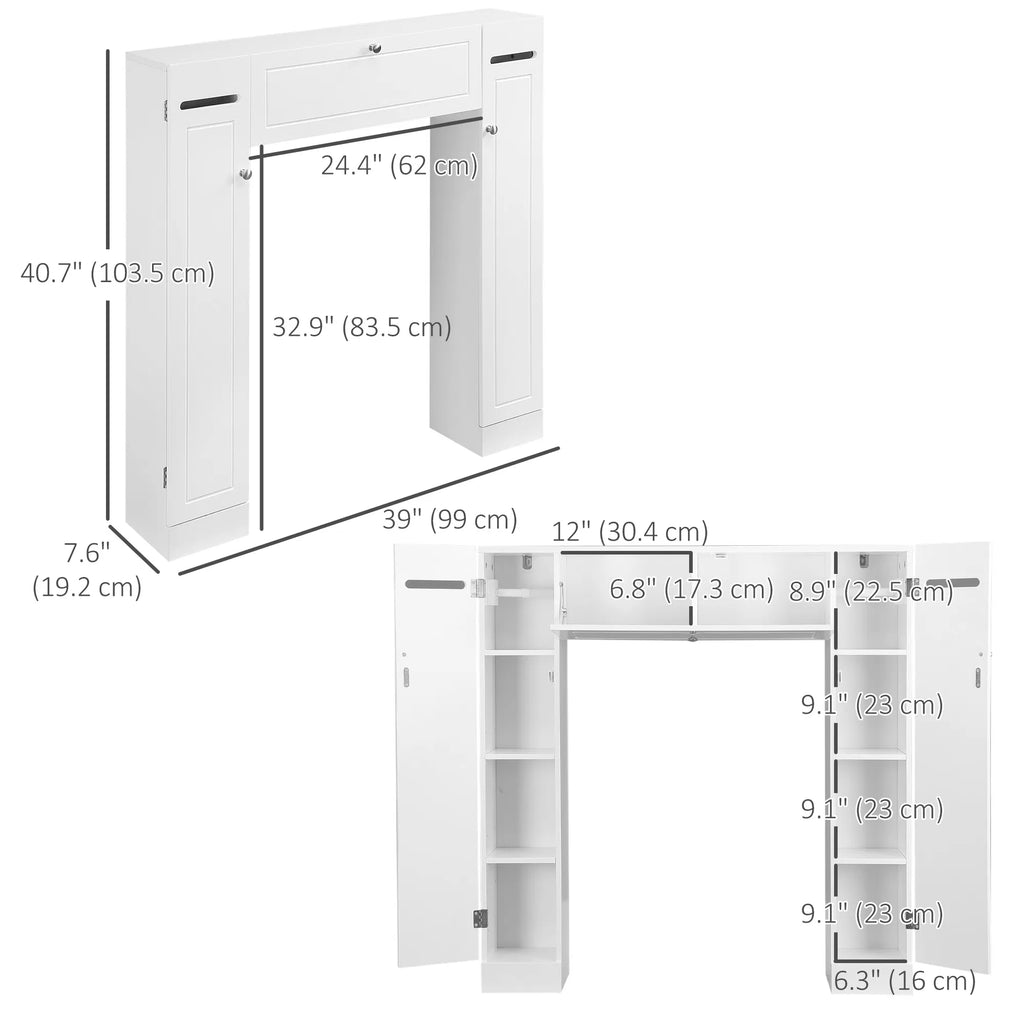 Sur le cabinet de rangement des toilettes