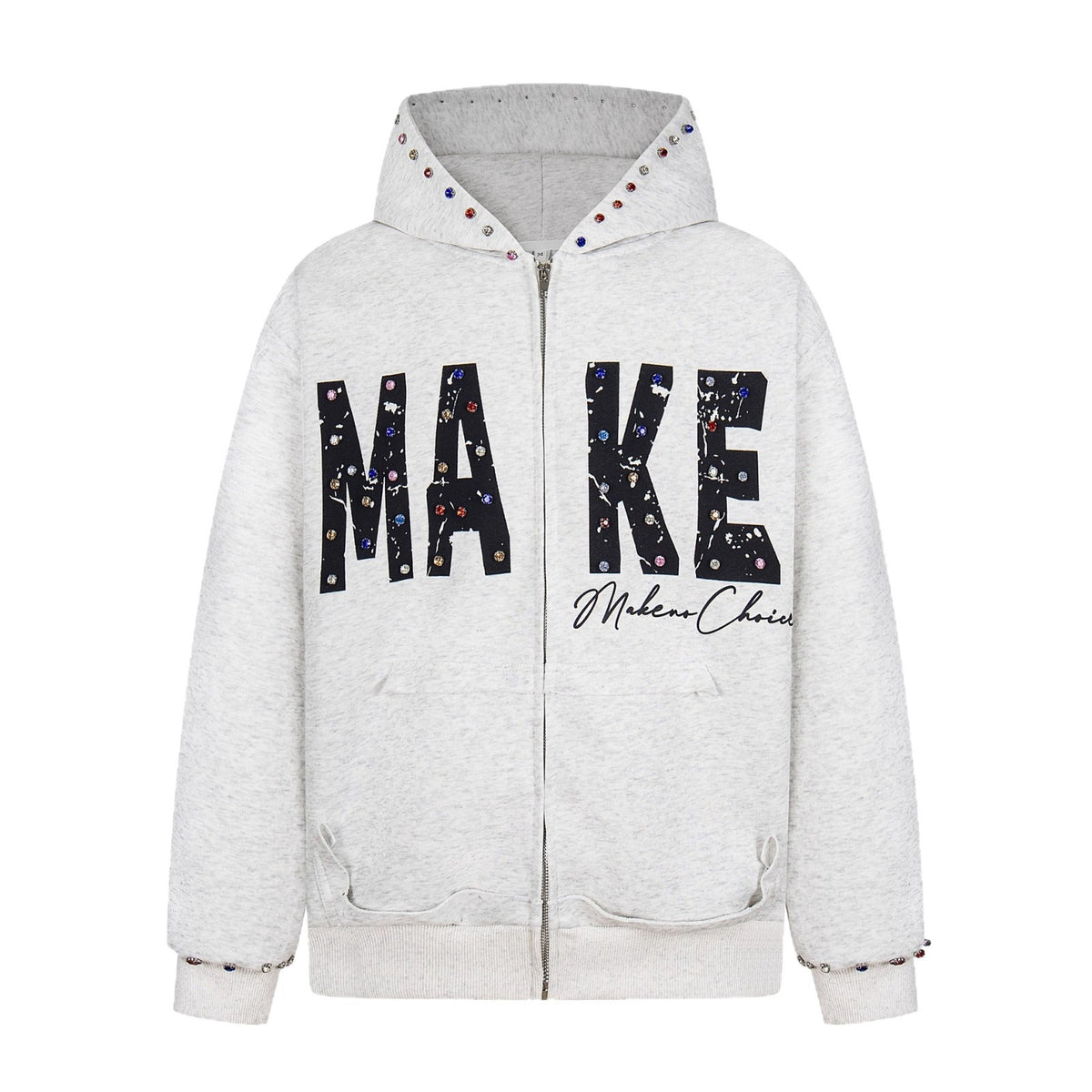 Chandail Zip-Up à capuche couleur Diamond-Beaded