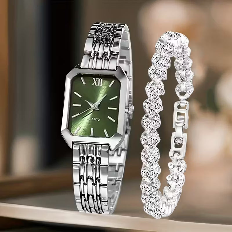 Ensemble de montres à quartz de forme carrée pour femmes