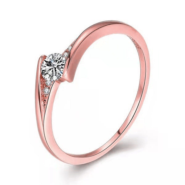 Bague de fiançailles ronde en alliage d'or pour hommes