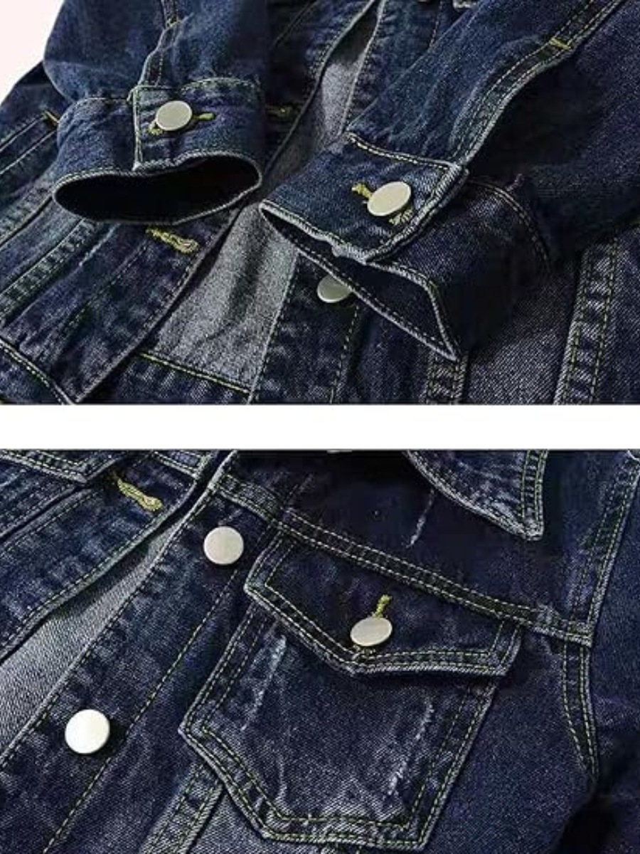 Veste Denim Vintage femme deux tons lavés Bleu Jean Veste Mode Trucker Oute