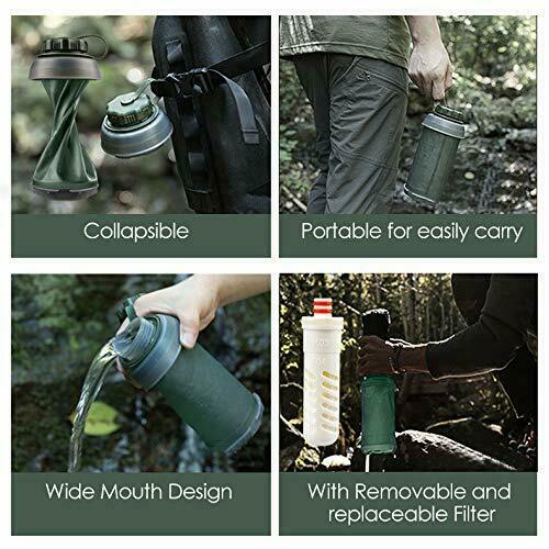 26Oz Filtre collapsible Filtration eau 2 étages BPA Randonnée pliable libre