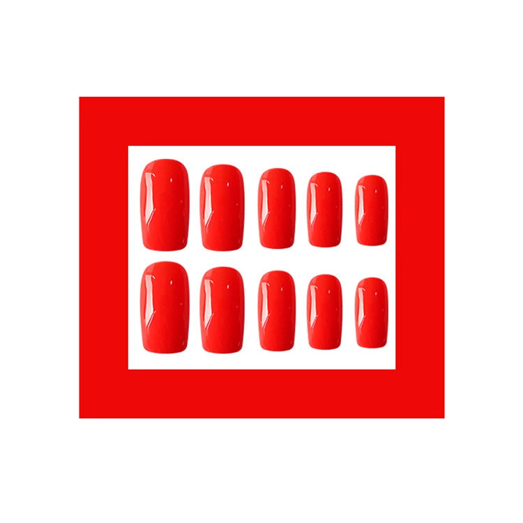 Set de manucure mode 24 pièces rouge fauché long carré Nail Pure Color Design