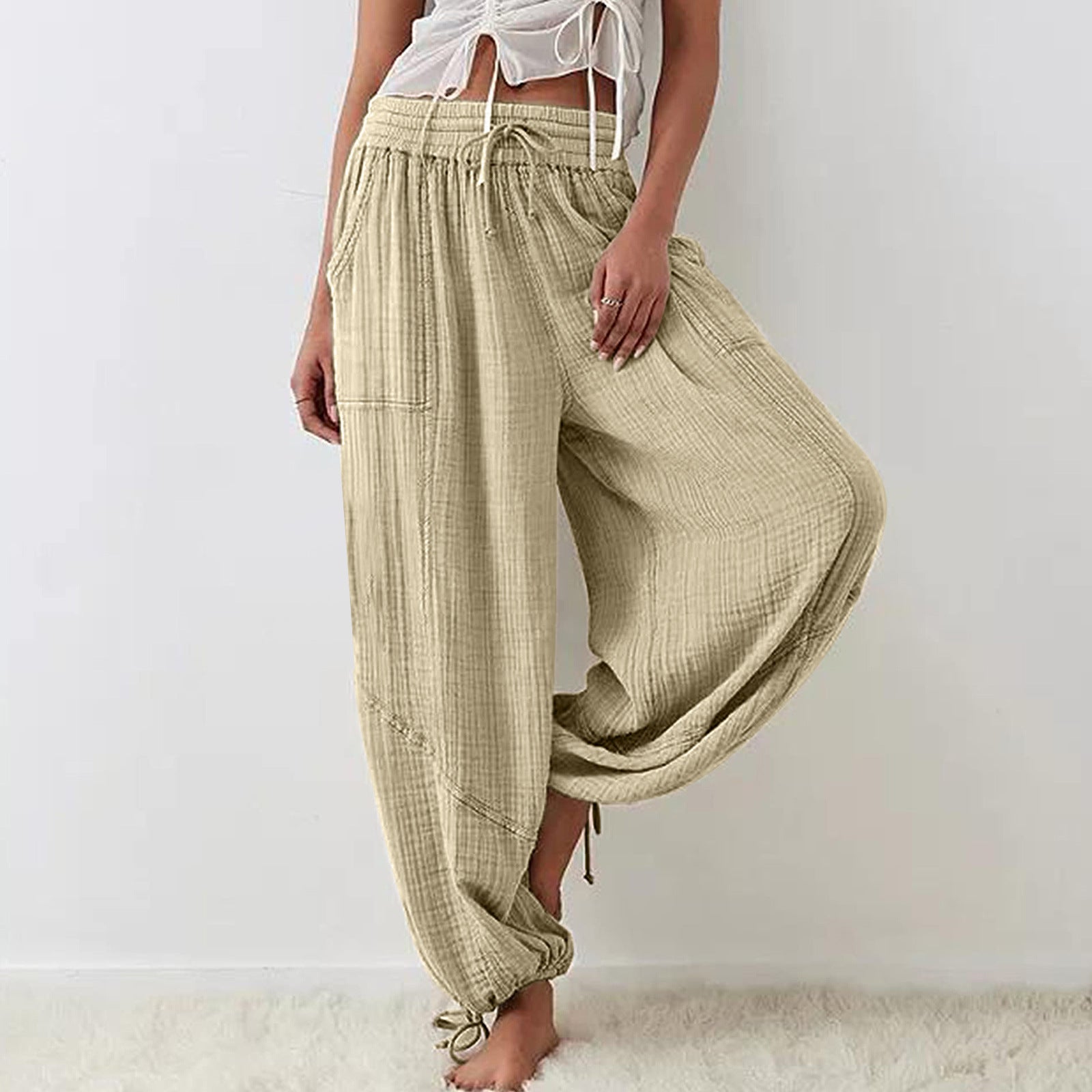 Pantalon de jambes large couleur pour femme