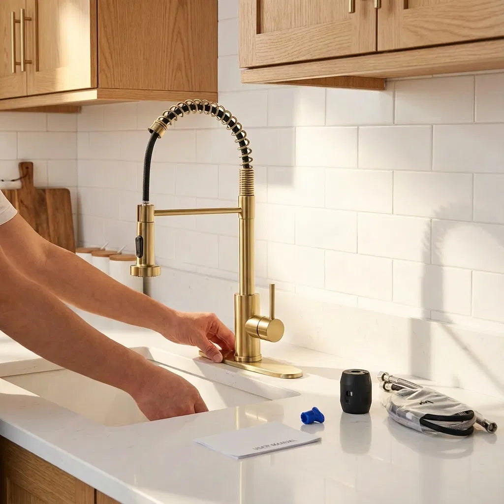 Robinet de cuisine avec pulvérisateur pulvérisateur industriel 1 poignée 1 trou ou 3 trous Robinet pour ferme