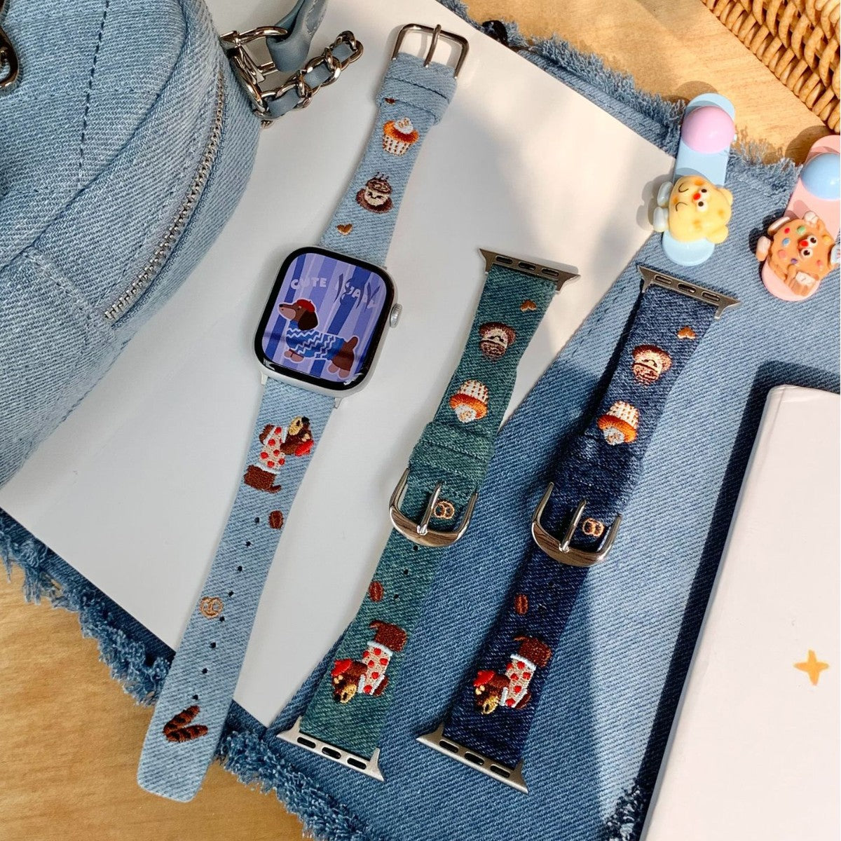 Retro-style Denim Loafers avec une bracelet de montre chiot