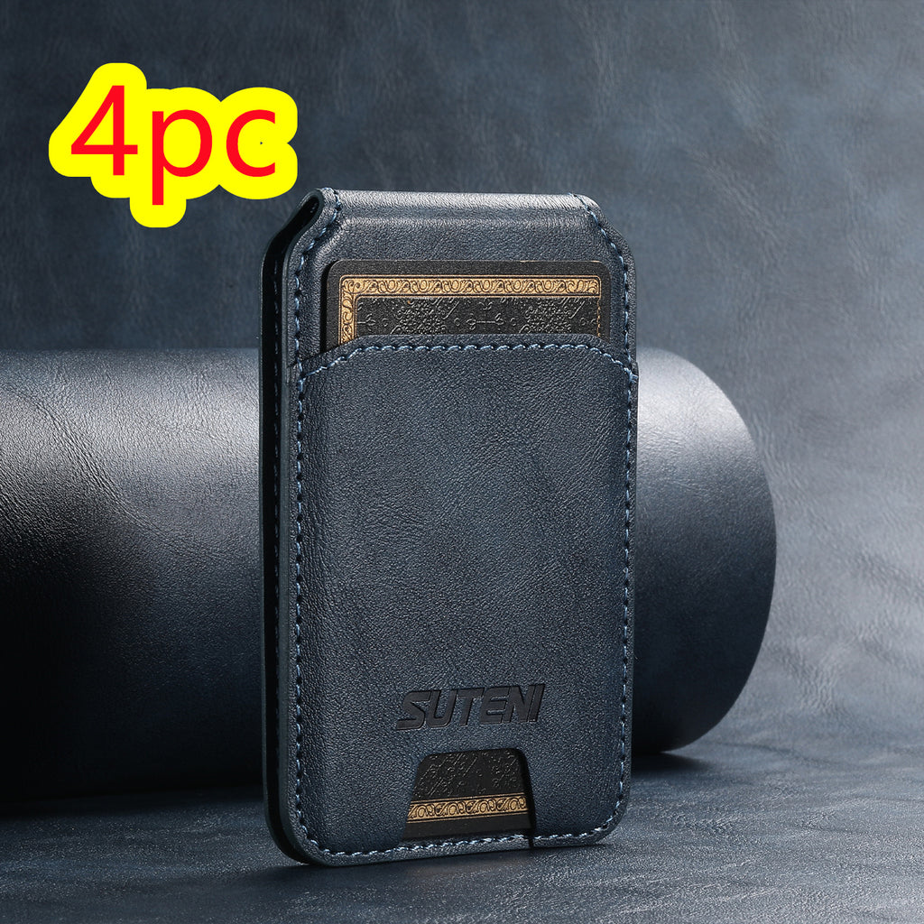 Support de carte magnétique pour téléphone universel Android MagSafe Magnetic Ring PU Leather