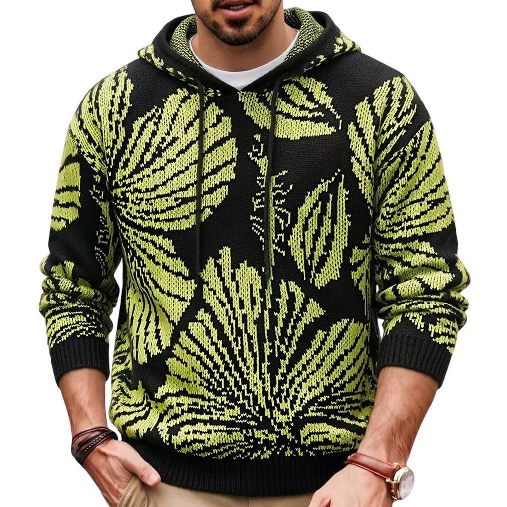 Automne Hiver Hommes Jacquard Pull à capuchon Chandail