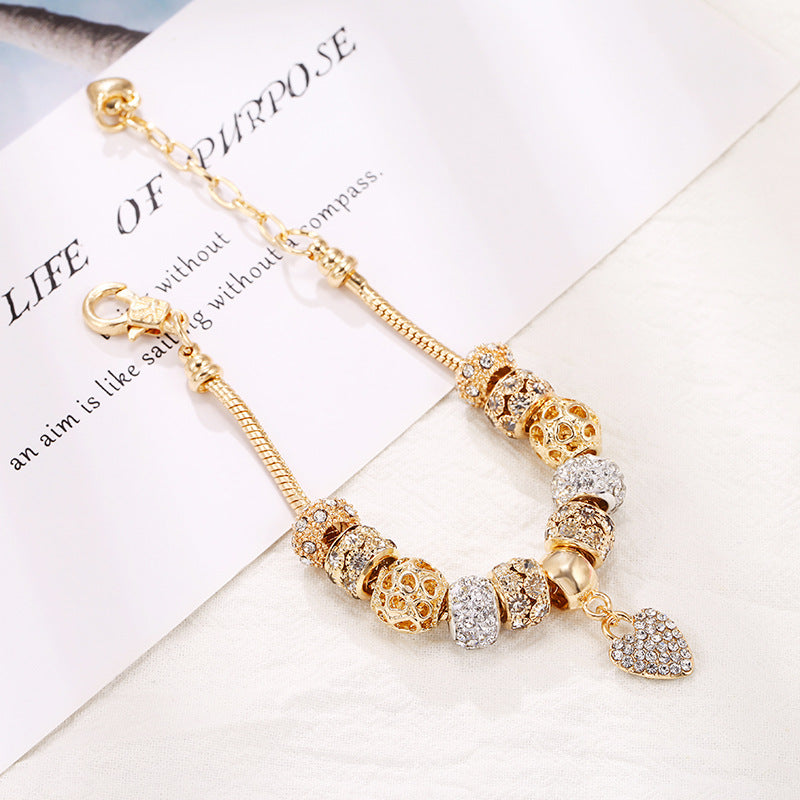 Bracelet Amazon Explosions Alliage de bricolage Large Trou Perles Bracelet Or Perles Européennes Bracele