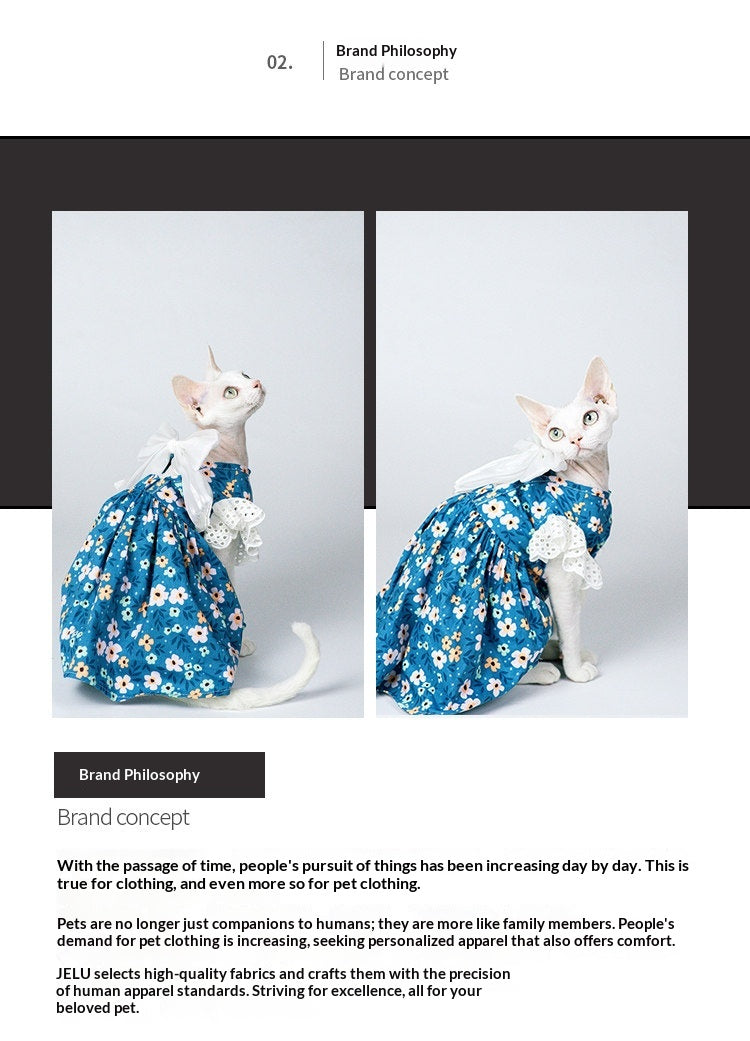 Robe de princesse en coton d'été de luxe pour les chats Sphynx