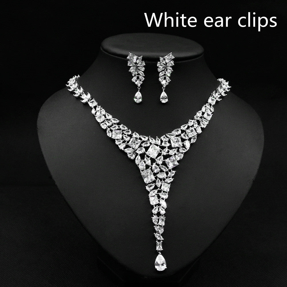 Colorful Zircon Collier Ensemble Robe de mariée Boucle d'oreille Accessoires