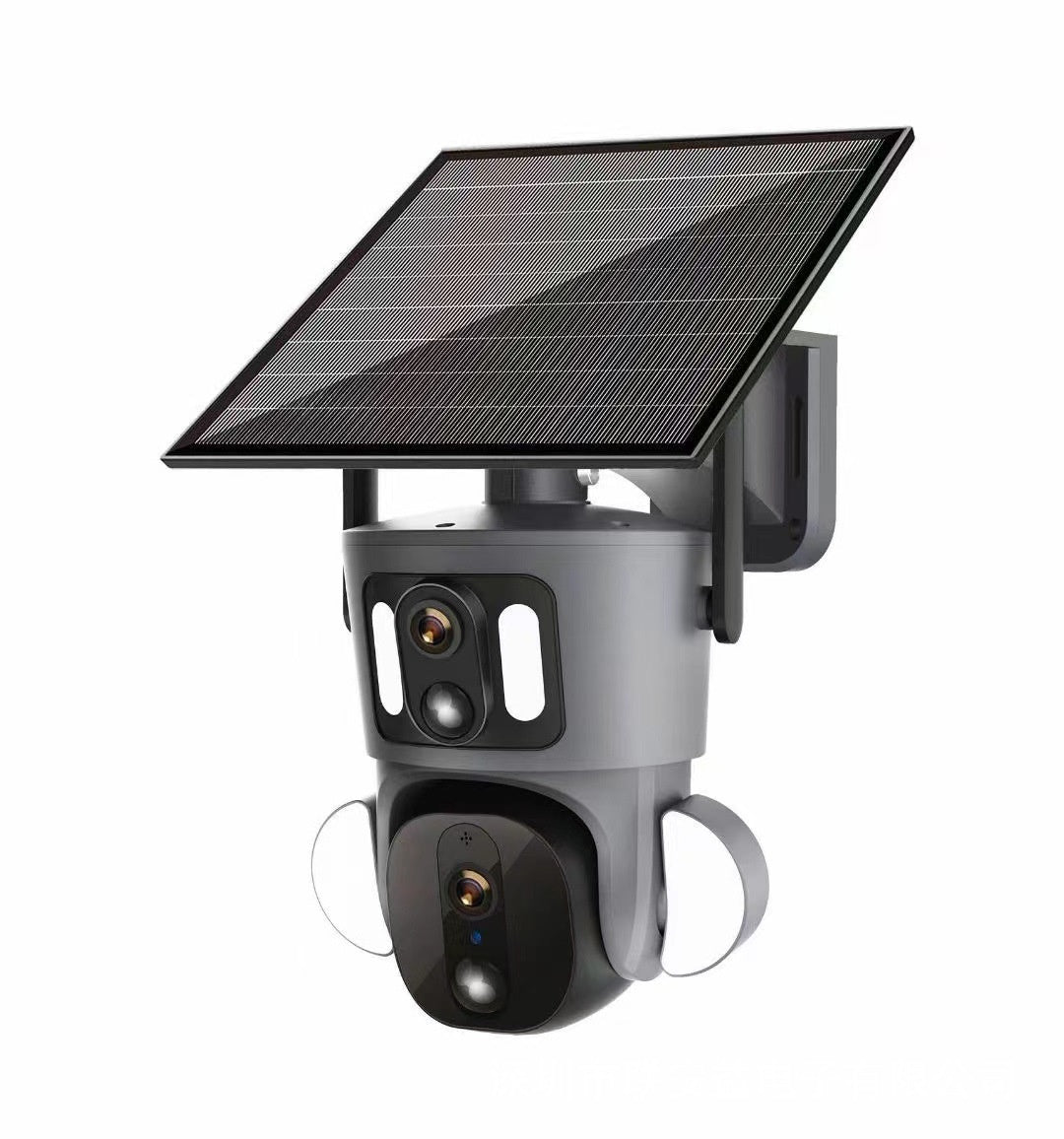 Caméra de surveillance binoculaire solaire à trois écrans