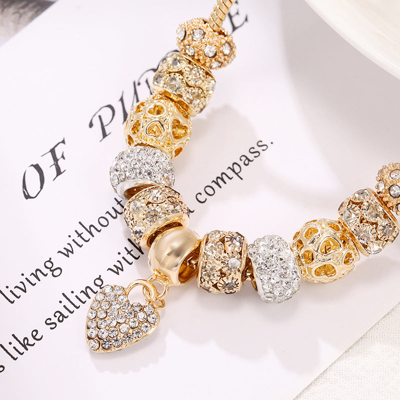 Bracelet Amazon Explosions Alliage de bricolage Large Trou Perles Bracelet Or Perles Européennes Bracele