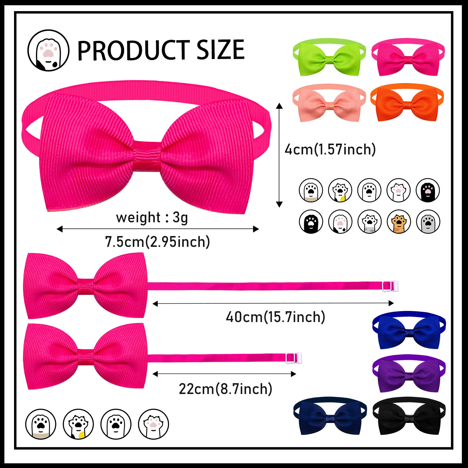 Tie Bow Tie réglable Bow pour chats et chiens en stock