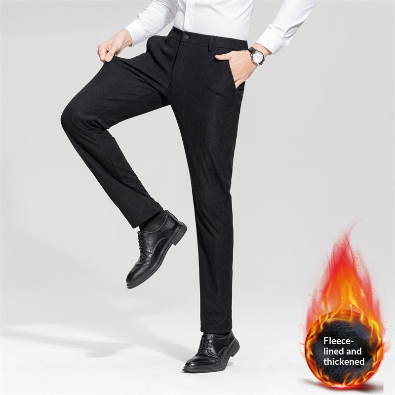 Pantalons pour hommes Corduroy pour l'automne d'hiver Style d'affaires droit pour hommes d'âge moyen