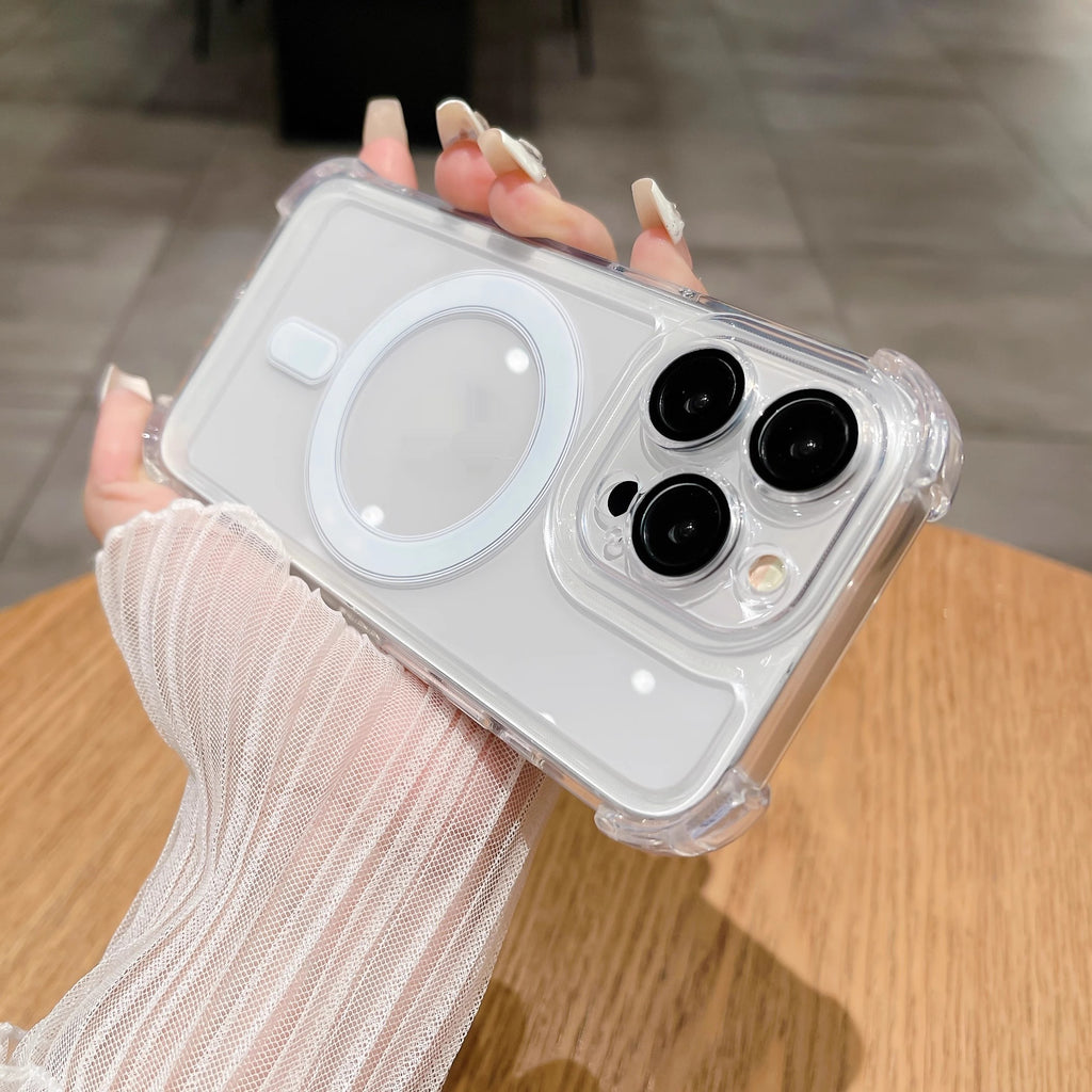 Le boîtier de téléphone de coussin gonflable transparent est livré avec le protège-objectif couverture de protection tout compris