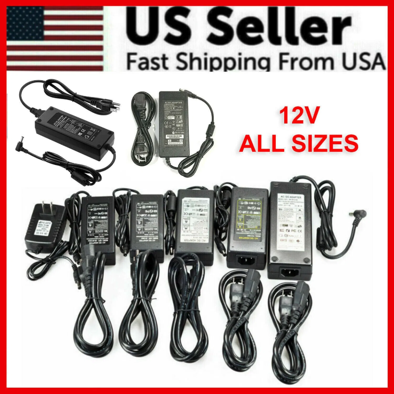 12V 1A 2A 3A 5A 6A 8A 10A AC to DC Power Supply Adapter 5050 LED STRIP LIGHT USA
