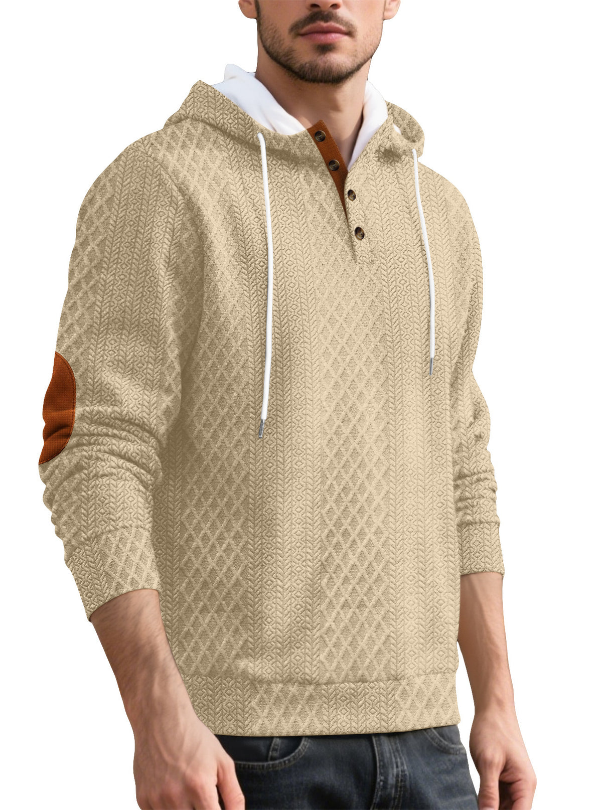 Pull casual homme européen et américain Jacquard Broderie à capuche couleur solide