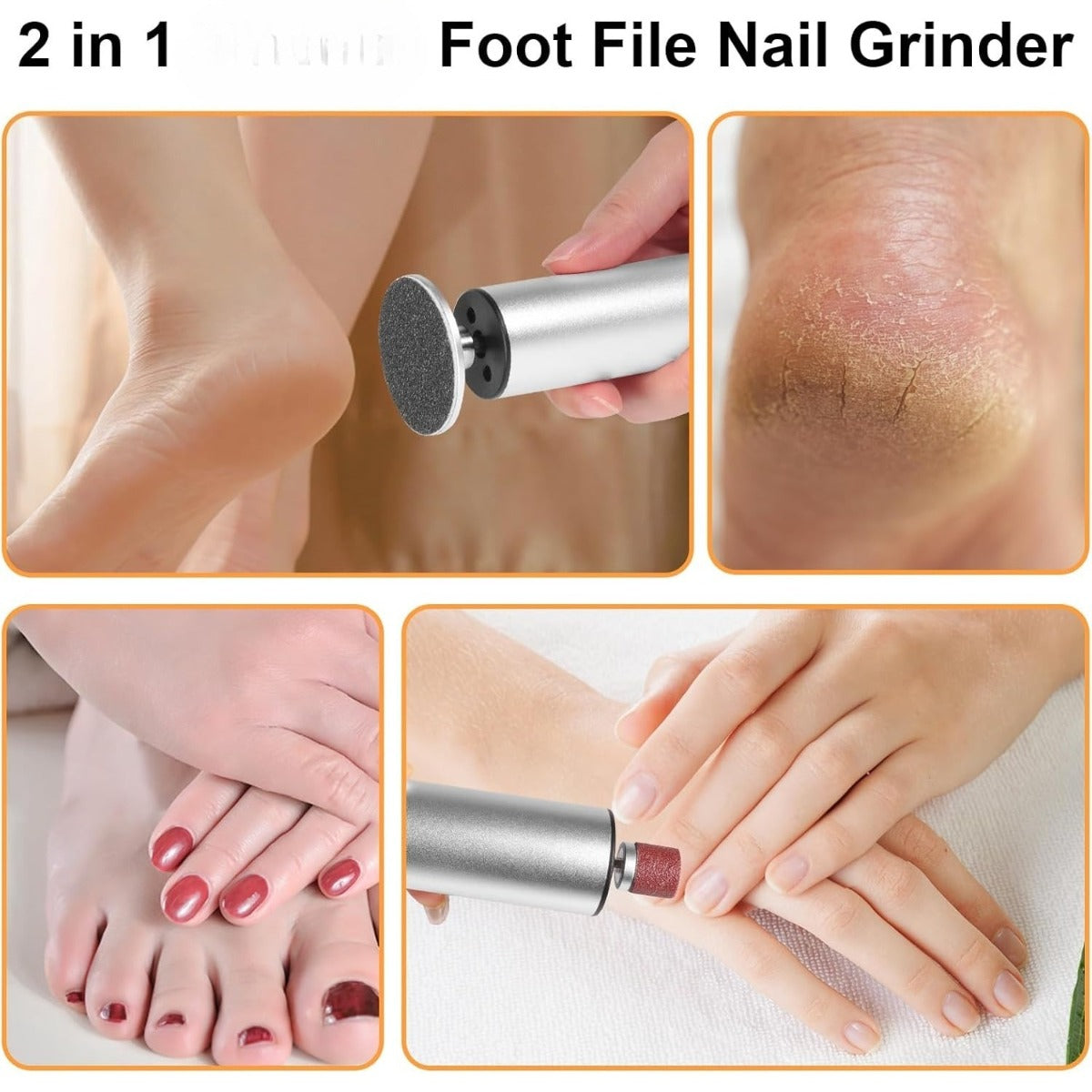 Outil d'entretien des pieds et ongles 2-en-1 – compact et léger – parfait pour la maison
